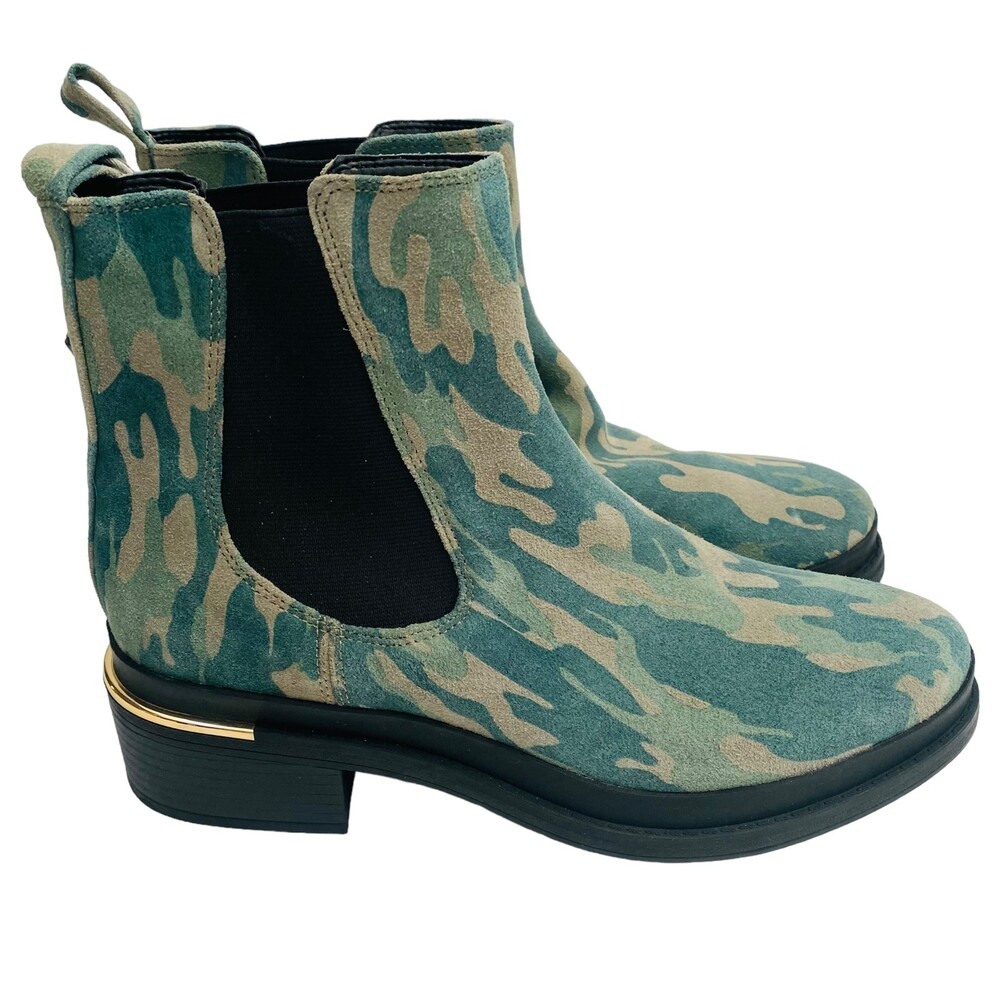 KENNETH COLE New York Olive Camo Leather Pull On Levon 2.0 Welt Chelsea Size 8.5 - Picture 3 of 7